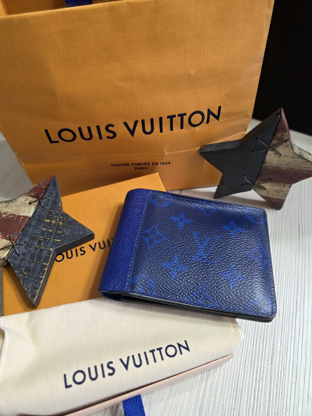 Louis Vuitton Blue Monogram Leather Wallet
